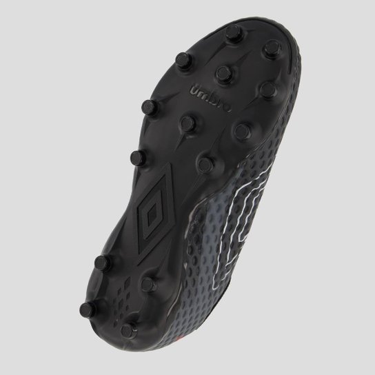 Chuteira Umbro Warskin Campo Juvenil Cinza Preta e Vermelha