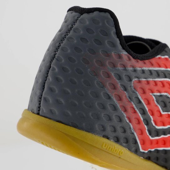 Chuteira Umbro Warskin Futsal Juvenil Preta e Vermelha