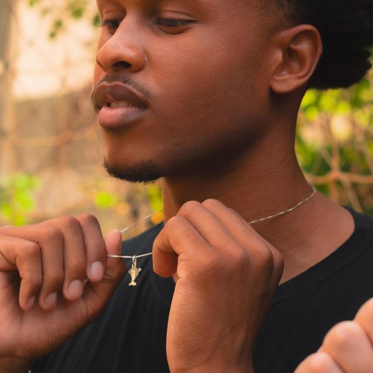 Colar Prata 925 Santos FC Baleião P Oficial com Pingente Torcedor Mascote Time Futebol Licenciado