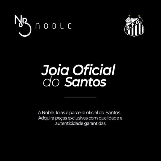 Colar Prata 925 Santos FC Escudo G Oficial com Pingente Time Futebol Licenciado Masculino Feminino