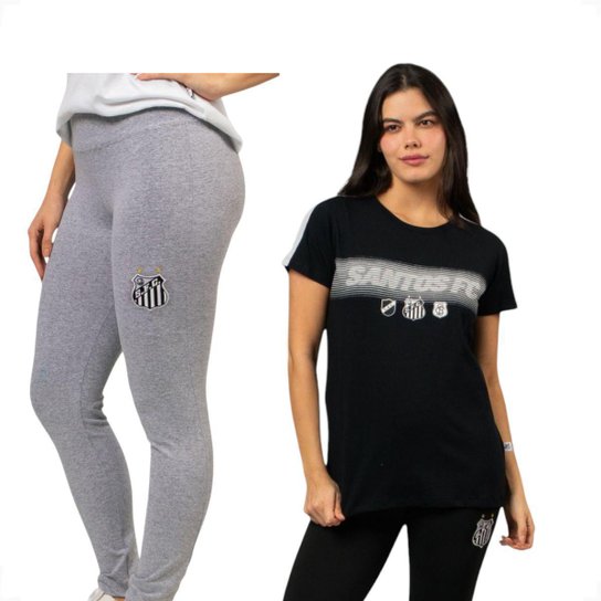 Conjunto Feminino Santos Oficial Calça Legging e Baby Look