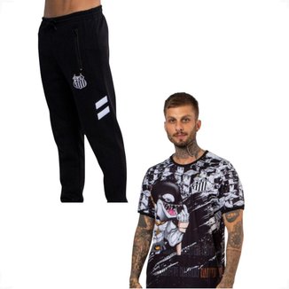 Conjunto Masculino Santos Camiseta Esportiva e Calça Surf Center Cor:;Tamanho:GG;Gênero:Masculino