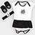 Conjunto Santos Bebê Body + Sapatinho e Laço Menina - Preto+Branco