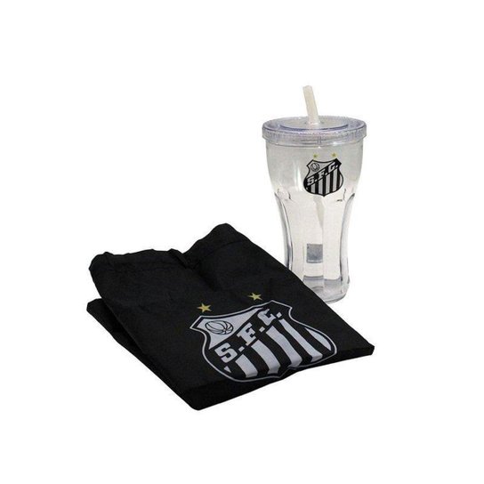 Copo Com Canudo 550ml E Mochila Tipo Saco - Santos