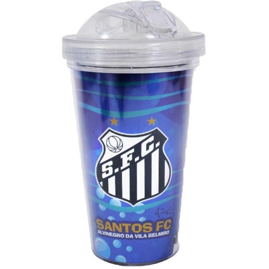 Copo De Plástico Com Canudo 450ml Santos