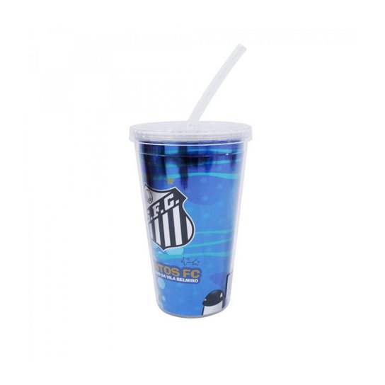 Copo De Plástico Com Canudo 450ml Santos