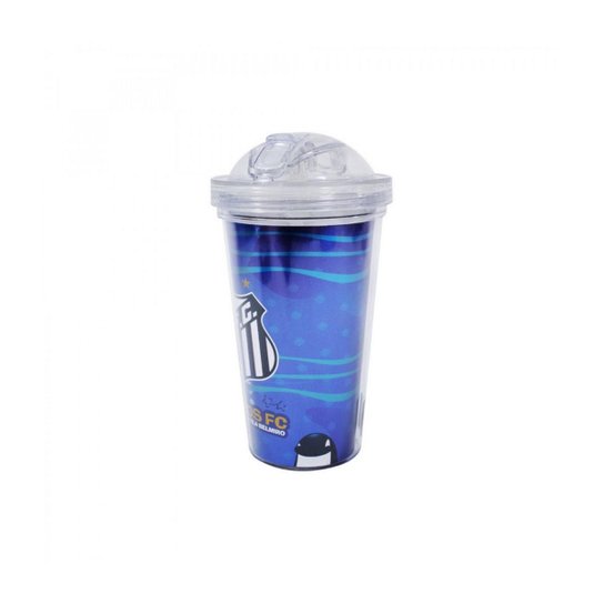 Copo De Plástico Com Canudo 450ml Santos