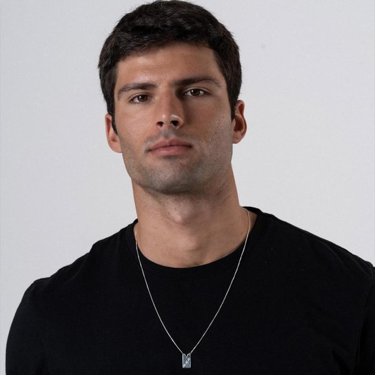 Escapulário Prata 925 Santos FC Oficial 1cm Pingentes Duplos Escudo Time Futebol Masculino Unissex