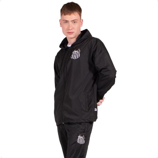 Jaqueta Corta Vento Santos Oficial com Capuz Surf Center Masculino
