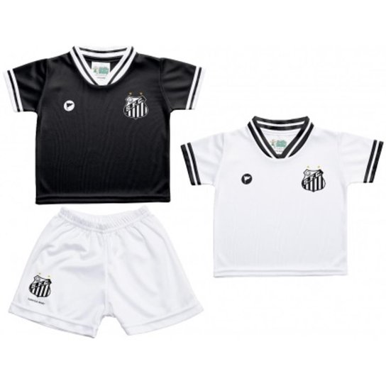 Kit 2 Camisetas Bebê Santos + 1 Short Torcida Baby