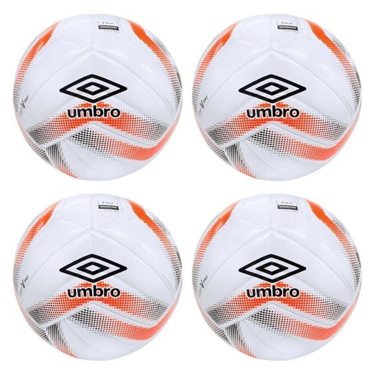 Kit 4 Bolas de Futsal Umbro Sala V Pro LNF - Branco e Laranja 4