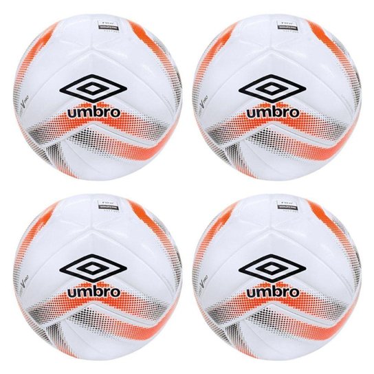 Kit 4 Bolas De Futsal Umbro Sala V Pro LNF - Branco e Laranja 4