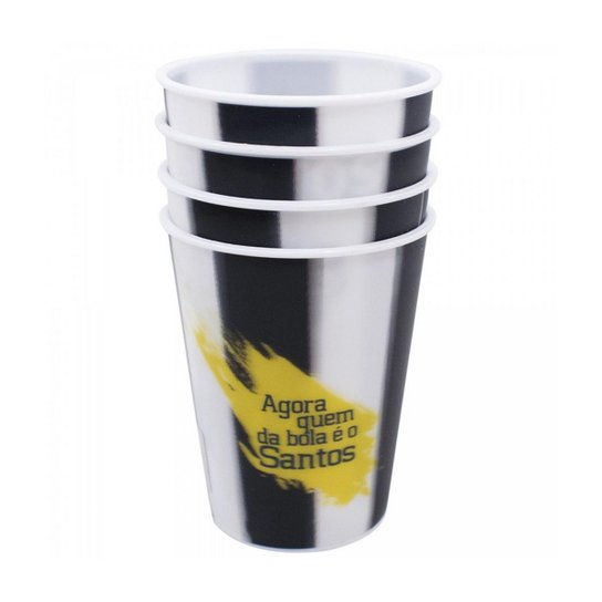 Kit 4 Copos 3D 400ml Santos