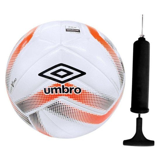 Kit Bola De Futsal Umbro Sala V Pro LNF + Bomba De Ar - Branco e Laranja 4