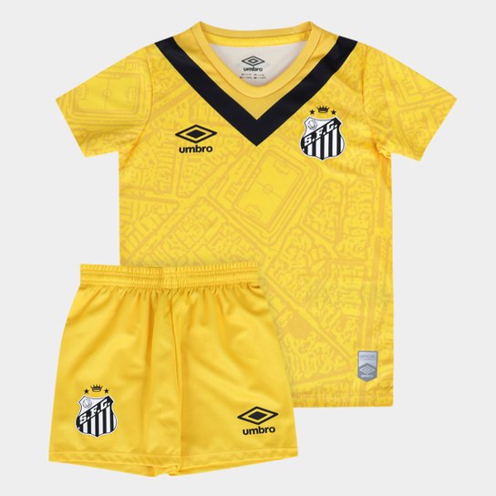 Kit Camisa Santos Infantil III 2024 s/n° Torcedor Umbro + Calção Santos Infantil