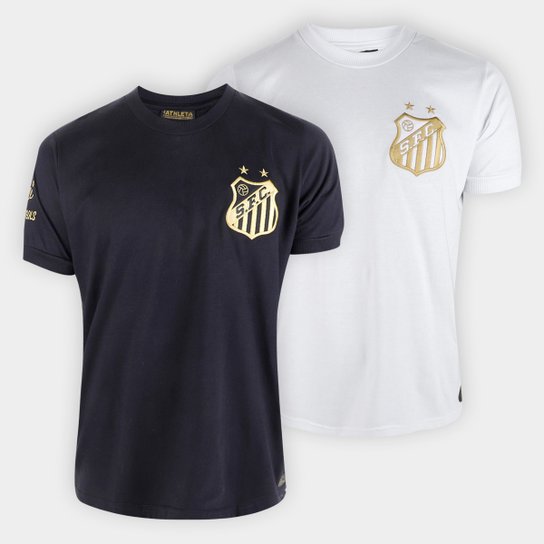 Kit Camisa Santos Pelé Athleta Comemorativa 1000 Gols C/2 Masculina