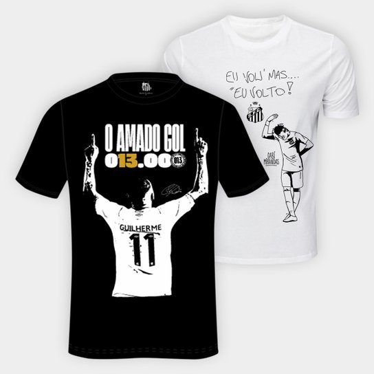 Kit Camiseta Santos Neymar Jr. Eu Vou Mas Eu Volto + Camiseta Santos Amado Gol Masculina