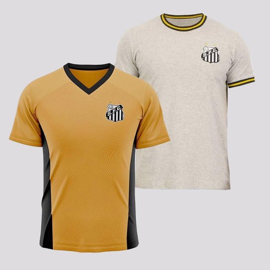 Kit Com 2 Camisas Braziline Santos Dourada Masculina