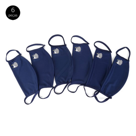 Kit de Máscaras de Proteção Juvenil Santos Basic Laváveis - 6 Unid - Marinho
