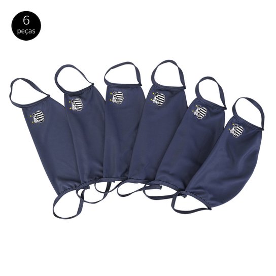 Kit de Máscaras de Proteção Juvenil Santos Basic Laváveis - 6 Unid - Chumbo