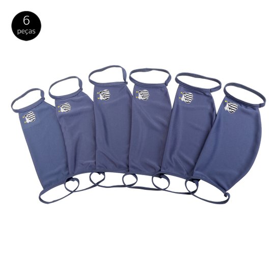 Kit de Máscaras de Proteção Santos Modelagem Ampla Laváveis - 6 Unid - Chumbo