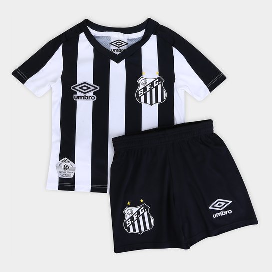 Kit Infantil Santos II 2019 Torcedor Umbro - Preto+Branco