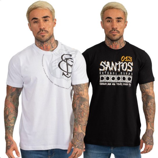Kit Masculino 2 Camisetas Santos Futebol Clube Torcedor