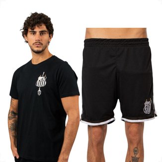 Kit Masculino Santos F.C.Oficial Camiseta Netuno e Bermuda