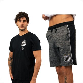Kit Masculino Santos Oficial Camiseta e Bermuda Torcedor
