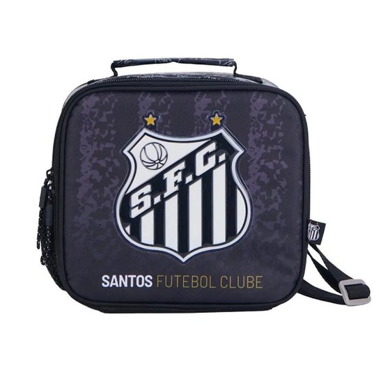 Kit Mochila Com Carrinho Futebol com Rodas com Lancheira e Estojo Santos