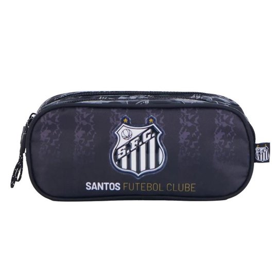 Kit Mochila Com Carrinho Futebol com Rodas com Lancheira e Estojo Santos