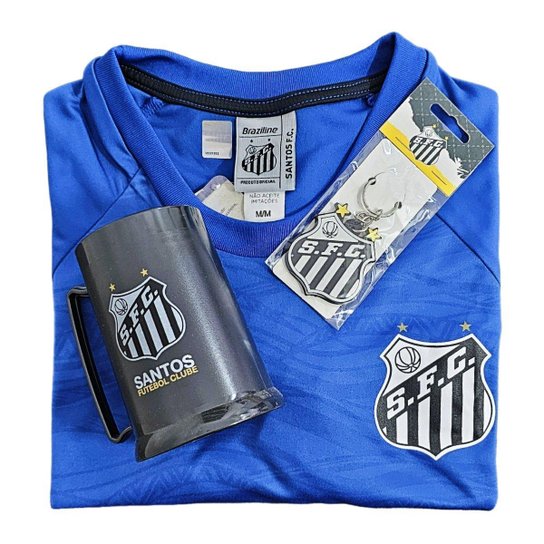 Kit Santos Oficial-Camisa Trap+Caneca+Chaveiro Símbolo-Masculino Tamanho:GG;Gênero:Masculino;Cor: