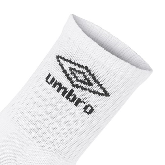 Meia Umbro Cano Longo 34 ao 38 - Pack com 03 Pares - Branco