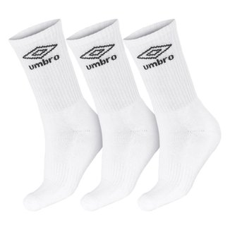 Meia Umbro Cano Longo 39 ao 43 - Pack com 03 Pares - Branco