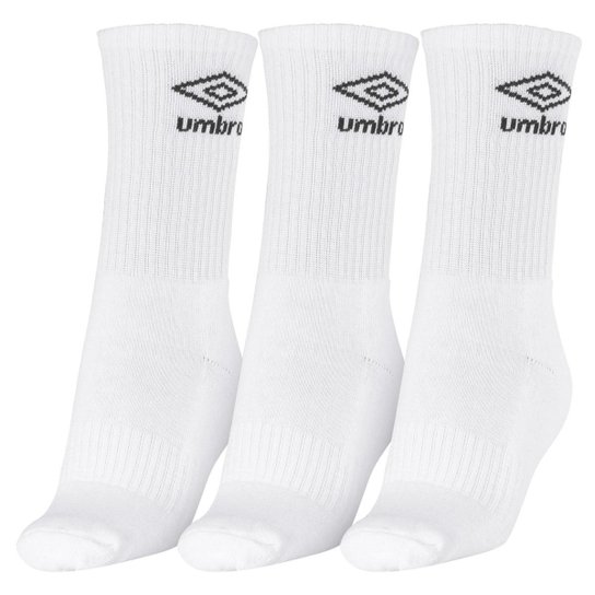 Meia Umbro Cano Longo 39 ao 43 - Pack com 03 Pares - Branco