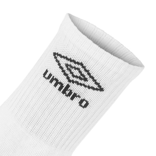 Meia Umbro Cano Médio 39 ao 43 Pack Com 03 Pares Branco