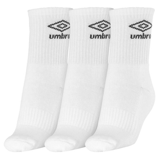 Meia Umbro Cano Médio 39 ao 43 Pack Com 03 Pares Branco