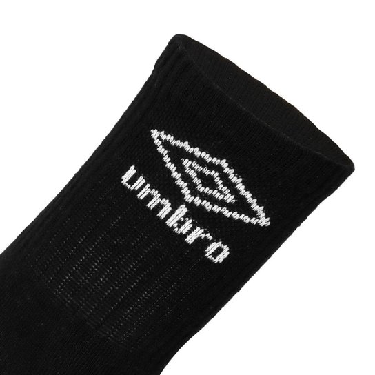 Meia Umbro Cano Médio 39 ao 43 Pack Com 03 Pares Preto