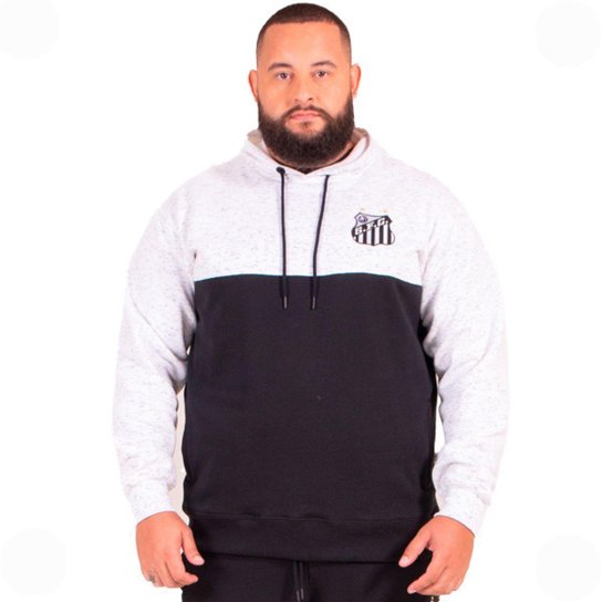 Moletom Canguru Fechado Santos Oficial com Capuz Plus Size