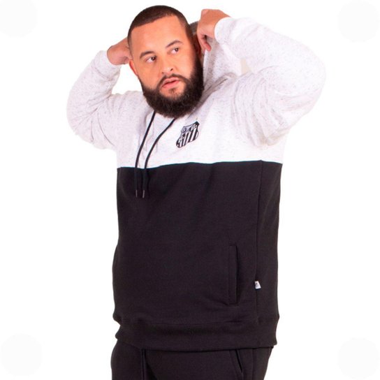 Moletom Canguru Fechado Santos Oficial com Capuz Plus Size