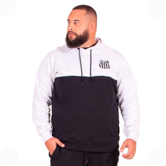 Moletom Canguru Fechado Santos Oficial com Capuz Plus Size