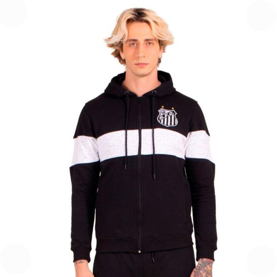 Moletom Canguru Santos Oficial Capuz Ziper Bordado Masculino