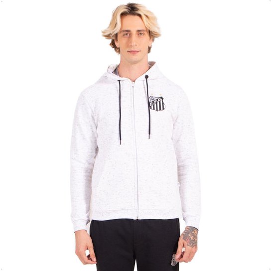 Moletom Canguru Santos Oficial com Capuz e Ziper Masculino
