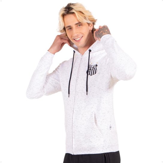 Moletom Canguru Santos Oficial com Capuz e Ziper Masculino