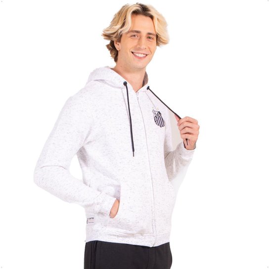 Moletom Canguru Santos Oficial com Capuz e Ziper Masculino