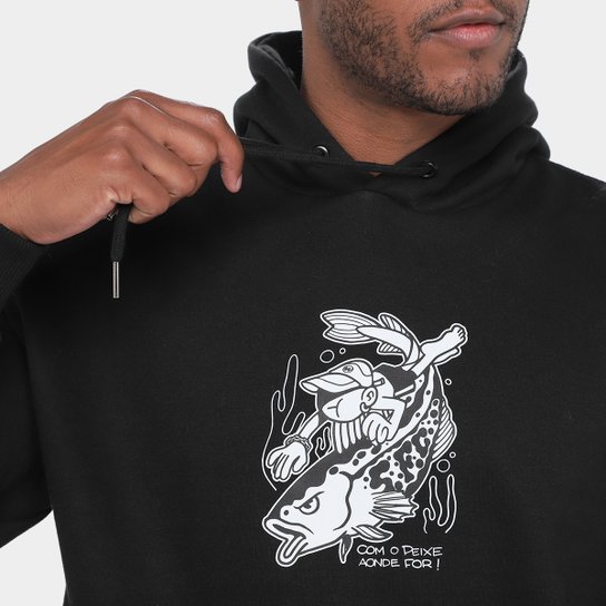 Moletom Com Capuz Santos Com Peixe Aonde For Masculino