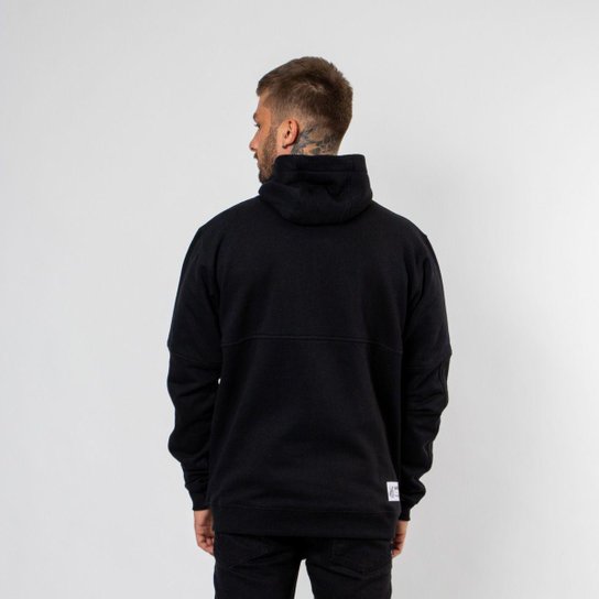 Moletom Santos Canguru Ziper Escudo Bordado com Capuz