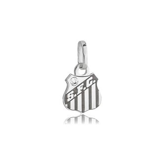 Pingente Prata 925 Santos FC Escudo G Oficial Torcedor Time Futebol Licenciado Compatível Correntes