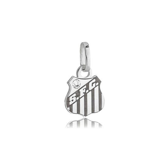 Pingente Prata 925 Santos FC Escudo G Oficial Torcedor Time Futebol Licenciado Compatível Correntes