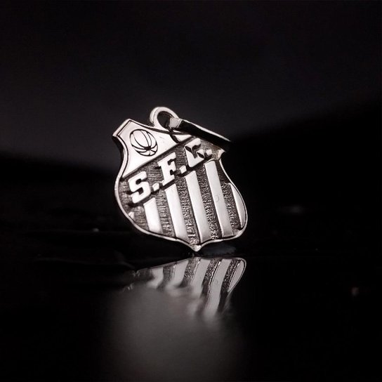 Pingente Prata 925 Santos FC Escudo G Oficial Torcedor Time Futebol Licenciado Compatível Correntes